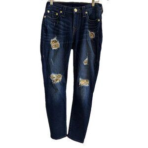 True Religion Jean women Curvy Skinny size 27 With Gold Sequin